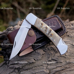 UA Supplies Professional Natural Ram Horn Handle High Carbon Steel Hunting Clip Point Industrial Folding Pocket Knife High OEM - Product Image 5