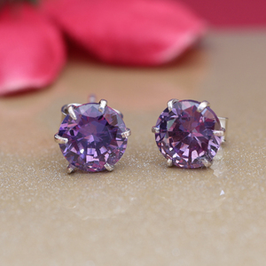 Rajasthani Style Handmade Amethyst <b>Stud</b> <b>Earrings</b> 925 Sterling <b>Silver</b> Stylish Jewellery For Women And Girl Wear In Wedding Party - Product Image 3
