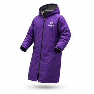 Custom Kids Waterproof Swim Parka Jacket with Hood | Windproof Fleece Lined Long Changing <b>Robe</b> <b>Coat</b> for Swimming Surfing & Beach - Product Image 2