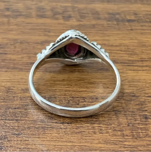 925 Sterling <b>Silver</b> <b>Garnet</b> Gemstone <b>Ring</b> Handmade Unique Beaded Design Boho Jewelry for Women Perfect Gift for Her - Product Image 3