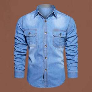 Meilleures chemises en jean décontractées pour hommes avec fermeture boutonnée, 100% coton, design et logo personnalisables, tissu de haute qualité - Product Image 6