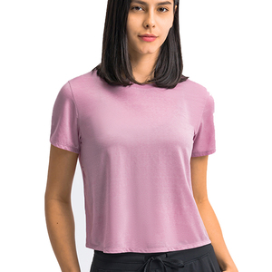 Custom Made <b>Zipper</b> Back Shirts Casual Athletic Running Crop <b>Top</b> T-shirts Women's Workout Crop <b>Top</b> T Shirt - Product Image 4