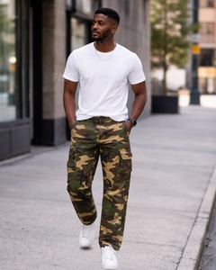Men Camo <b>Joggers</b> made from premium cotton <b>polyester</b> fabric comfortable breathable durable perfect for casual wear and streetwear - Product Image 2