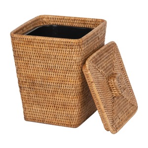 <b>Square</b> Waste <b>Basket</b> and Trash Bin with Lid Handmade Storage <b>Basket</b> Wholesale eco-friendly Made in Viet Nam - Product Image 2
