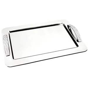 Elegantes bandejas de servicio para el hogar, hoteles y restaurantes, color plateado, modernas bandejas de acero inoxidable, forma cuadrada, suministros para hoteles - Product Image 1