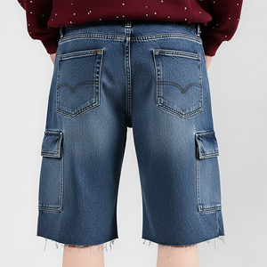 Shorts amples vintage bleus pour hommes, style streetwear été 2026, décontractés et tendance - Product Image 3