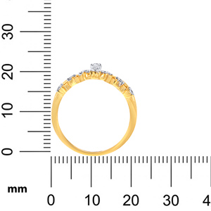 Exquisito Anillo de Oro de 14K con un Centro de Diamantes, Delicados Detalles en Pavé y Banda Curva, Lujoso Anillo de Oro Amarillo - Product Image 5