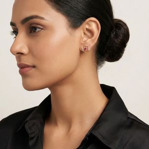 Impresionantes Pendientes de Oro Rosa con Diamantes Naturales de 0.07 Quilates, Corte Brillante Redondo, Claridad VS SI, Certificados por IGI, para una Elegancia Atemporal - Product Image 1