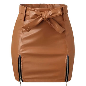 Jupe en cuir véritable coupe ajustée taille haute style court, idéale pour les tenues décontractées, le bureau, les soirées ou les sorties nocturnes – Tendance - Product Image 1