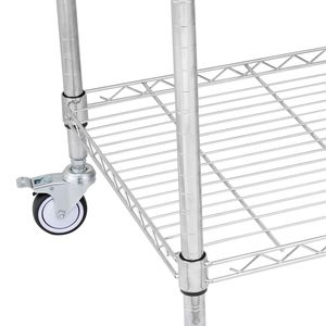Carrello a 3 Ripiani in Filo Metallico, Capacità 470 libbre, Carrello di Servizio in Acciaio con Trolley Portaoggetti in Metallo - Product Image 2