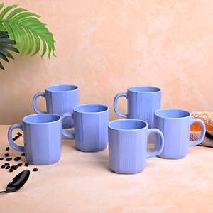 Juego de 6 Tazas de Café de Cerámica Esmaltada Azul Océano, 400ml/600ml, Estilo Nórdico, Diseño de Taza Personalizado - Product Image 5