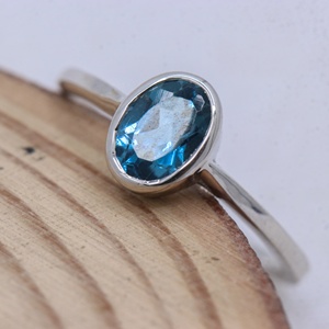Nouveauté Londres Topaze Bleue Pierre Précieuse 925 Solide En Argent Sterling À La Main Anneaux Bijoux Pour La Vente En Gros - Product Image 4