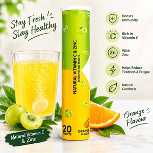 Tabletas Efervescentes de Vitamina C y Zinc 100% Naturales, Sabor Naranja, 20 Tabletas, Suplemento Dietético, Apoyo a la Inmunidad y la Salud de la Piel - Product Image 3