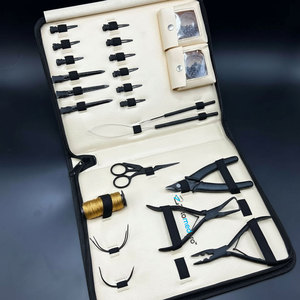 Pince à micro-anneaux professionnelle en acier inoxydable de qualité chirurgicale noir mat, kit d'outils pour extensions capillaires, coupe-micro-anneaux - Product Image 5