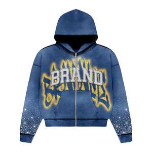 OEM Custom Acid Washed Sweat Suits 100% Cotton <b>Oversized</b> Screen Print Tracksuit Men <b>Sweatpants</b> and Hoodie Set - Product Image 4