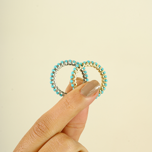 High Quality Factory Wholesale Price K14 Solid White Gold Turquoise Full Eternity Band <b>Ring</b> <b>Stacking</b> Everyday Wear Jewelry - Product Image 4