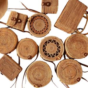 Round Rattan Bag Handmade Woven Straw Beach Bag for Women Eco Friendly Summer Shoulder Bag Wholesale Vietnam Supplier - Product Image 1