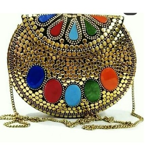Pochette Mosaïque Bleue Florale Perlée Sac de Soirée avec Chaîne Sac à Main de Fête Mariage Festival Fait Main Grande Qualité Meilleure Vente - Product Image 4
