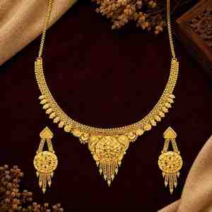 Wholesale Brass Forming 14K 18K 24K Dye Gold Filled Short Necklaces Middle East Gold Fashion Set Traditional Design Jewelry Set - Product Image 2