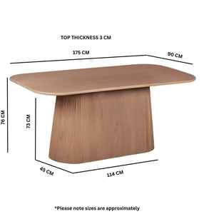 โต๊ะอาหารไม้มะม่วงเนื้อแข็งพร้อมฐานไม้ลายร่อง โต๊ะอาหารหรูหราพร้อมเก้าอี้และม้านั่ง - Product Image 2