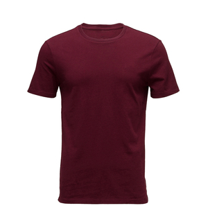 เสื้อยืดคอกลมสีแดงเบอร์กันดีสำหรับผู้ชาย ผ้าฝ้าย 100% แขนสั้น ทรงปกติ สไตล์ลำลอง - Product Image 1