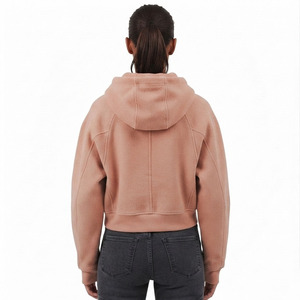 Women's Winter Printed Color Block Cropped <b>Zip</b>-<b>Up</b> Hoodie Oversized Fleece Sweatshirt Casual Long Sleeve Hooded Streetwear Jacket - Product Image 4