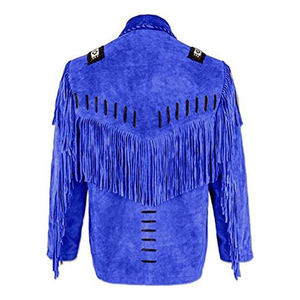 Chaqueta de Hombre de Piel Genuina con Cuello Camisero, Cierre de Cremallera y Flecos, Diseño Nuevo, Cómoda, Transpirable y de las Más Vendidas - Product Image 4