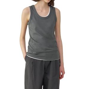 Camiseta sin mangas de algodón para mujer con logo personalizado, 260 g/m² de alto gramaje, camiseta deportiva básica para niñas, camiseta sin mangas de jersey para mujer - Product Image 1