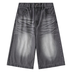 Acid Wash Denim Jorts Unisex Streetwear Baggy Fit Vintage Cotton OEM Jean <b>Shorts</b> Supplier - Product Image 5