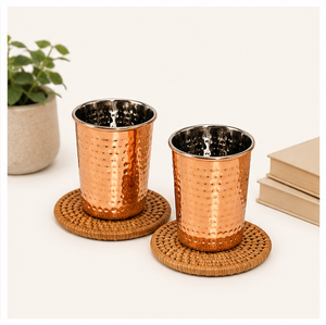 Pure <b>Copper</b> Hammered Glass Set of 6 for Health Benefits Handcrafted <b>Copper</b> Glass Eco-Friendly Indian Drinkware for Home - Product Image 4