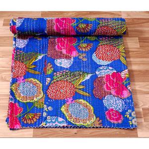 Manta Vintage Acolchada a Mano de Algodón 100% Puro, Ecológica, con Estampado Floral Clásico Indio, Hecha a Mano, Tipo Kantha, para el Hogar, Venta al por Mayor - Product Image 4