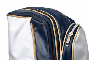 Classic Golf Cart <b>Bag</b> with Elegant <b>White</b> Navy Finish Premium Tour-Style Golf <b>Bag</b> with Structured Divider Top PU <b>Leather</b> Golf <b>Bag</b> - Product Image 5