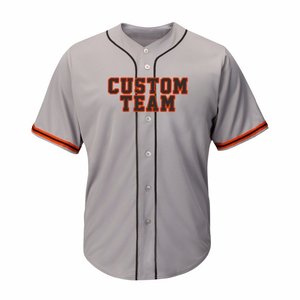 Uniforme Deportivo Personalizado al por Mayor, Camiseta de Béisbol Azul Claro de Manga Corta con Botones y Franja Marrón - Product Image 5