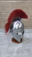 Casque de Centurion Romain Médiéval avec Crête en Crin Rouge, Casque Grec Spartan en Acier Fait Main pour Reconstitutions Historiques et Costumes d'Halloween