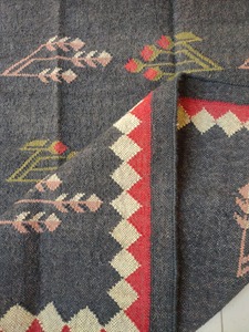 Bohemian Geometric Pattern Wool Acrylic Stair <b>Runner</b> Rug with Fringe and Rubber Backing Rectangle Non-Slip Flat Weave - Product Image 5
