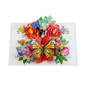 Carte de vœux 3D pop-up Pivoines et Papillons, artisanat floral en papier fait main, invitation de mariage, carte cadeau, vente en gros - Product Image 4
