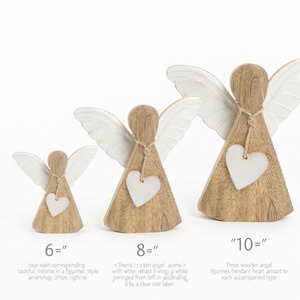 Figura de Ángel de Madera Hecha a Mano con Alas Blancas y Corazón, Decoración Rústica para Mesa, Adorno Navideño para Sala de Estar, Pieza Individual - Product Image 4