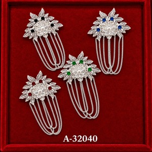 Broches de Perlas con Baño de Oro y Cristales de Imitación, Cadena Colgante, Accesorios de Boda para Mujer A-32040 - Product Image 1