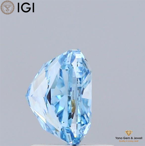 เพชรทรงสี่เหลี่ยมเจียระไนแบบ Cushion Cut CVD ผลิตในห้องปฏิบัติการ ความสะอาดระดับ VS2 สีน้ำเงินสดใส น้ำหนัก 1.00 กะรัต รับรองโดย IGI สำหรับจี้แบบ Solitaire - Product Image 5
