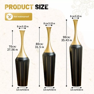 Modern Handmade Aluminum Tabletop <b>Vase</b> <b>Set</b> <b>3</b>-Piece 28.34in 24.4in 20.4in Decorative Sculpture Gradient Finish Jaffs Exports - Product Image 2
