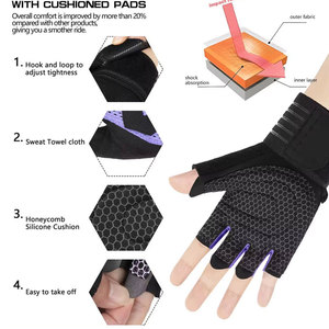 Gants d'entraînement demi-doigts avec support de poignet pour la gym, le fitness, le cyclisme, l'haltérophilie, la pêche – Respirants, en Spandex, antidérapants - Product Image 3