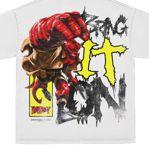 Camiseta Blanca de Manga Corta para Hombre con Estampado de Personajes Personalizado, Cuello Alto, Corte Regular, Formal, 100% Algodón, Tejido de Punto - Product Image 3