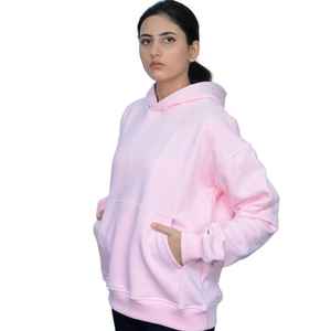 Sudadera con Capucha para Mujer, Ligera, de Fibra de Bambú, con Decoración de Letras, Color Rosa Bebé, de Alta Calidad - Product Image 4