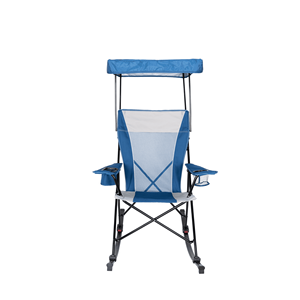 Chaise de camping à bascule en maille avec auvent amovible bleu et gris pour adultes - Product Image 1