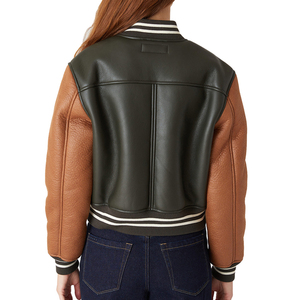 Chaquetas Varsity para Mujer con Mangas de Cuero, Bordadas, Estilo Universitario, Chaqueta de Béisbol, Chaqueta Letterman para Invierno - Product Image 4