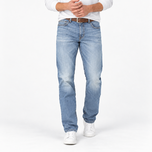 Men's Slim Fit Vintage Jeans Mid Waist Dark Wash Denim Pants High Quality Custom Logo All Season Wholesale - Product Image 5
