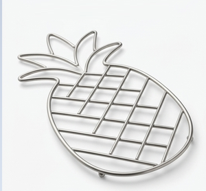 Sous-plat en acier inoxydable motif ananas, résistant à la chaleur, pour cuisine, couleur argent - Product Image 5