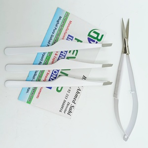 Pinzas para Cejas Personalizadas, Ecológicas, de Acero Inoxidable Japonés, Color Blanco, Ligeras, Antiestáticas, Duraderas, con Punta Inclinada - Product Image 4