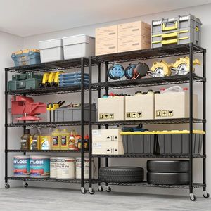 Heavy Duty 59.06\" W Metal Storage <b>Shelves</b> Wheels 3125LBS NSF Adjustable Garage Shelving Wire Shelving <b>Stacking</b> Racks <b>Shelves</b> - Product Image 4