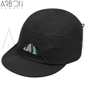 Casquettes 5 panneaux confortables noires unies avec logo personnalisé, service OEM ODM 2026 avec impression de votre propre logo, dernier style pour hommes et femmes - Product Image 2